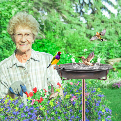 KHayRovies Metal Bird Bath for Outside Garden Birdbath Bowl, 36.2" Height Freestanding Bird Feeders for Outdoors with 4 Prongs Base Stake, Standing Birdfeeders for Yard Lawn Decor (Retro Copper)