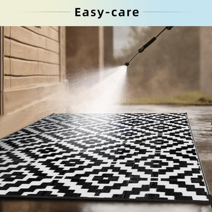 Favoyard Outdoor Rug 8x10 ft Waterproof Reversible Patio Plastic Straw Rugs for Decor Clearance Outside Large RV Camping Area Carpet Mat for Porch Deck Balcony Pool Backyard Picnic Beach Camper Door