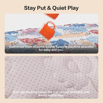 CAPAKIDDO 50"x50" Baby Play Mat, Premium Thicker Foam Floor Mat, Bohemian Non-Slip Playpen Mat for Infants & Toddlers, Foldable Machine Washable Crawling Mat