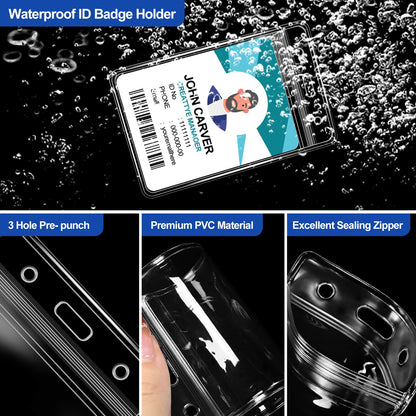50 Pcs Clear Vertical Badge Id Card and 50 Pcs Lanyard, Reusable Lanyards for Id Badge Holder Name Tag Badge Holder with Lanyards for Adults Kids Business School Conferences (Black)