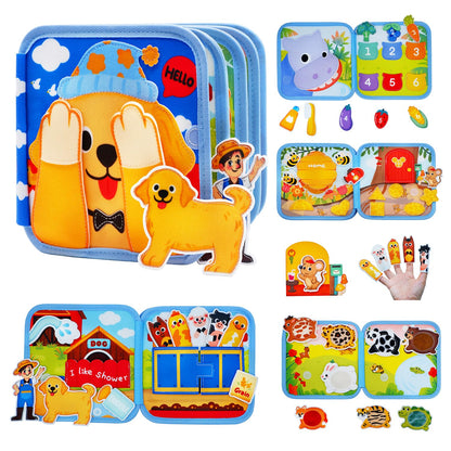 BizyKoady Toddler Busy Book for 1-3, Montessori Felt Busy Book, Busy Board for 1+ Year Old, Toddler Airplane Travel Toys, Educational Learning Activity Books, Girl & Boy Birthday Gift