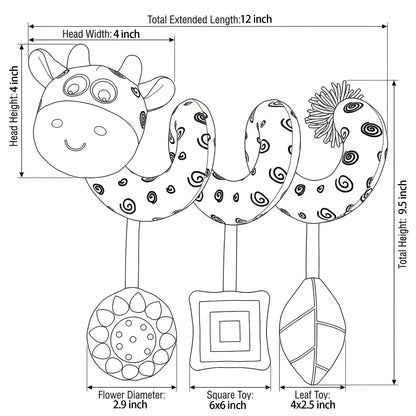 Car Seat Toys – Baby Toys 0-6-12 Months High Contrast Black & White Spiral Car Seat Toy, Carseat Toys Hanging for Newborn Toys, Stroller Toys, Baby Stroller Toy, Infant Toys, Crib Toys Hanging