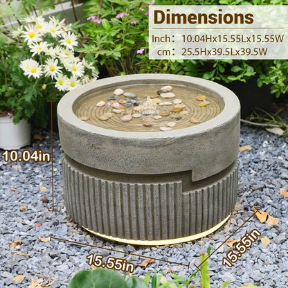 Sunlinua Small Modern Outdoor Water Fountain with Led Lights Tiered Cascading Waterfall Feature with Quiet Pump Floor Water Fountain for Patio Garden Backyard Decking Home and Indoor Décor Brown