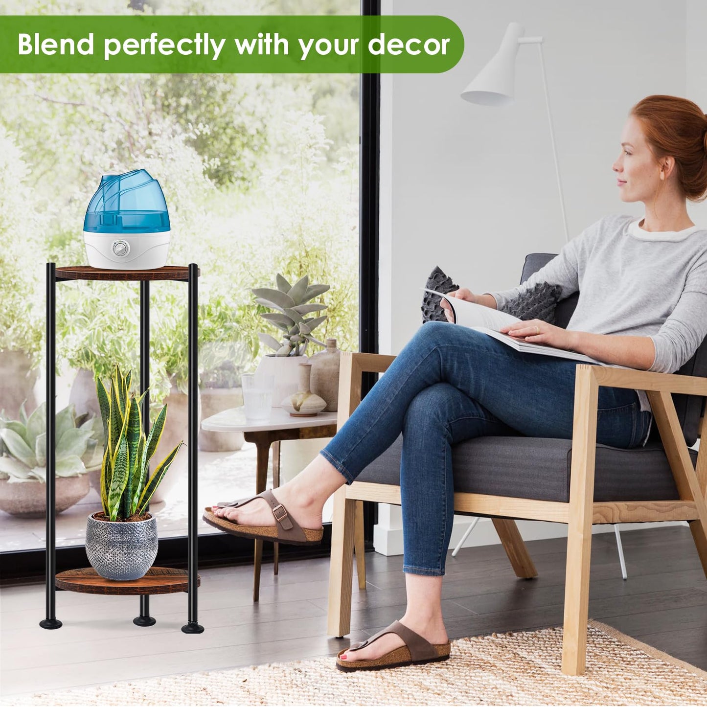 Lilybud--lily Plant Stand Indoor Outdoor, 30'' Tall Plant Stands for Indoor Plants, Heavy Duty Indoor Plant Shelf, 2 Tier Flower Stand for Living Room, Balcony, Deck