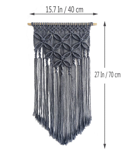 Winterdemoon Handmade Cotton Home Decor Macrame Wall Hanging Grey