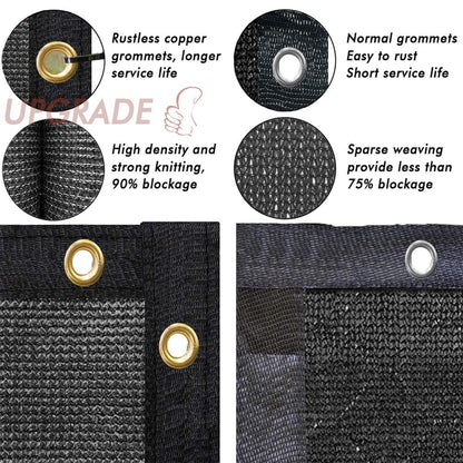 UPGRADE Privacy Screen 6' x 50' Fence Commercial Shade Cover with Brass Grommets Heavy Duty Perfect for Outdoor Back Yard, Black, Customizable