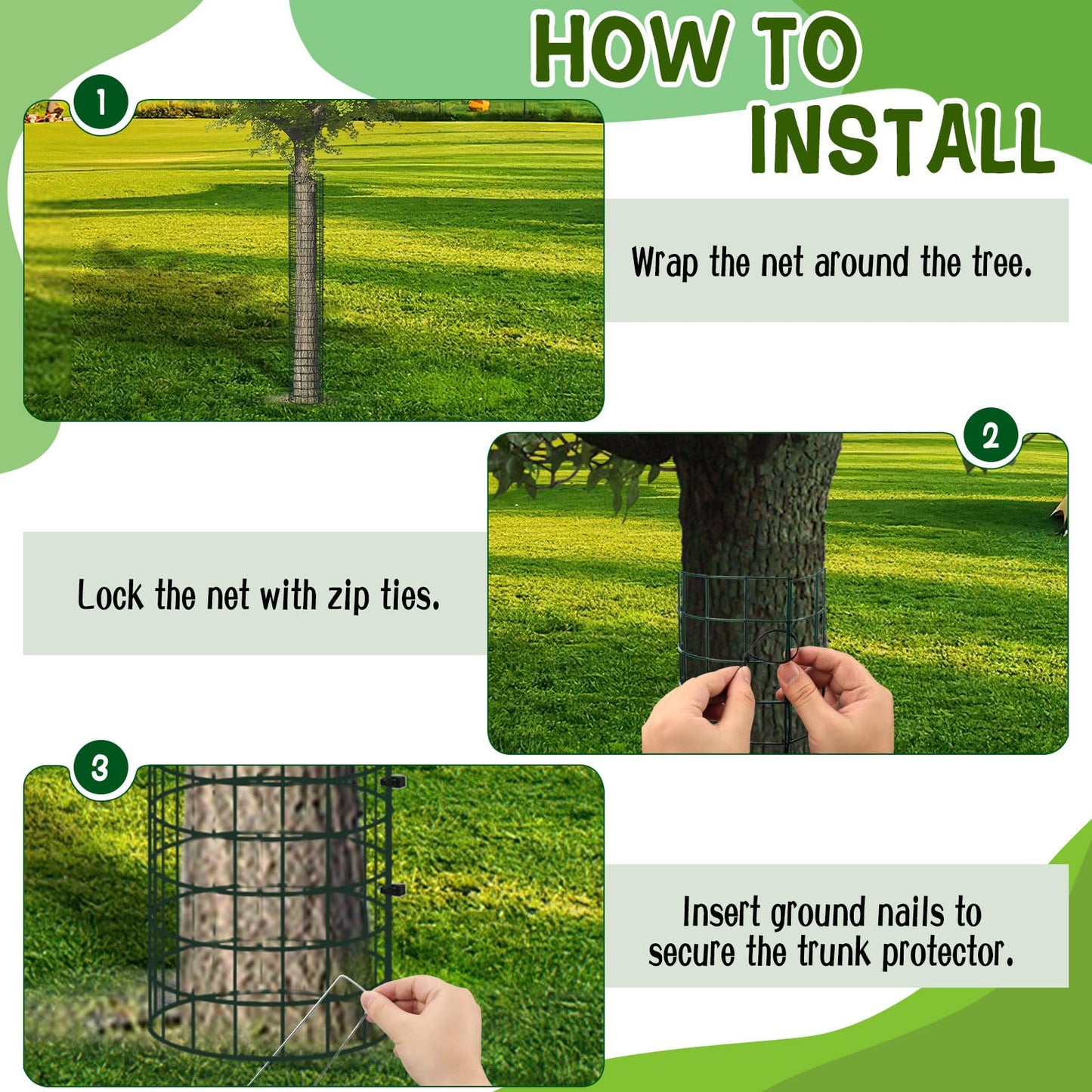 HFYZZ 47 Inch Metal Tree Trunk Protector, 5 Pack Mesh Tree Guards Trunk Protector with Metal Stakes & Zip Ties, Tree Bark Protector for Protecting Bark & Saplings from Deer Animals Mowers Trimmers