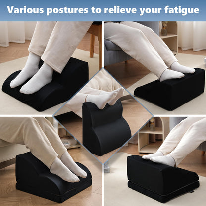 Removable & Washable Foot Rest for Under Desk, 2-Tier Adjustable Foot Stool for Office and Home, Ergonomic Footrest for Seating Comfort at Work/Study (Machine Washable Cover-Black)