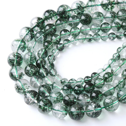 8MM 46PCS Natural Stone Dark Green Crystal Beads Ghost Quartz Loose Beads for Jewelry Making DIY Bracelet