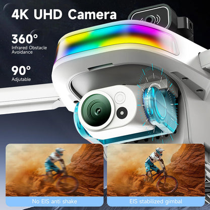 HZMOFTJ Drones With Dual Camera For Adults 4k,Gps Drone With Screen On Controller,Electric Adjustable Camera 90 °,Auto Return,Obstacle Sensing,Ai Track&Orbit Mode,50 Mins Flight,2 Battery ,For Beginner Toy Gifts