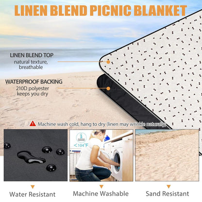 Extra Large Picnic Outdoor Blankets with Carry Strap, Oversized 78"x57" Waterproof & Sand Proof Portable Camping Mat, Outdoor Beach Mat ,Indoor(Brown)