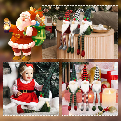 Teeker 3Pcs Christmas Gnomes Plush - Xmas Gnomes Santa Scandinavian Tomte Ornaments - Buffalo Check Plaid Christmas Doll - Xmas Decorations for Home, Office, Indoor for Women, Gnomes Lovers