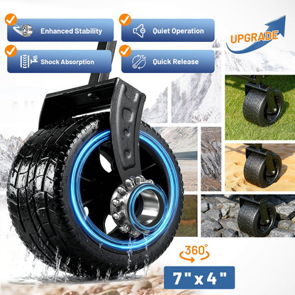 EchoSmile Collapsible Wagon Cart for Camping & Beach - Heavy Duty 400lbs Capacity All-Terrain Cart with Wide Wheels, Portable Folding Utility Wagon for Grocery, Garden, Sports,Blue&Orange