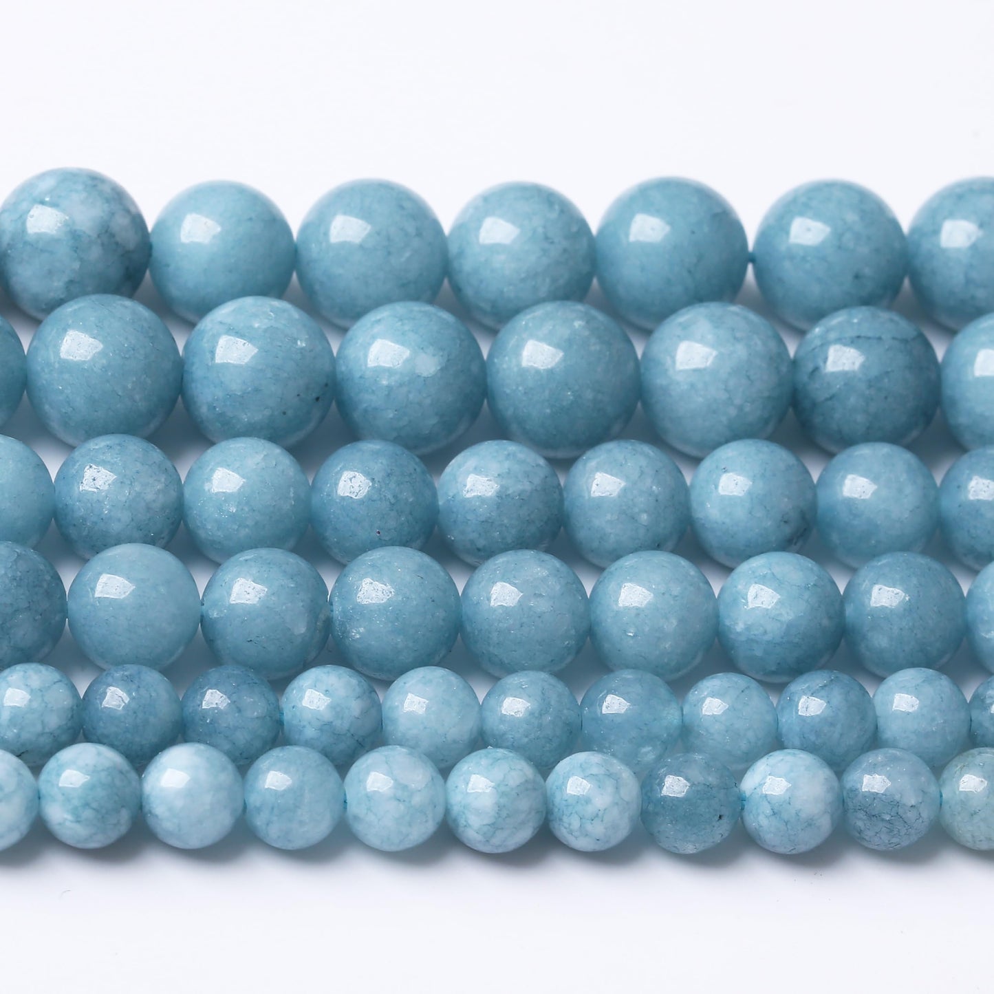 Blue Chalcedony Beads Gemstone Round Crystal Energy Jade Stone Beads for Jewelry Making DIY Bracelet Necklace 1 Strand 15.5inch 35PCS 10MM