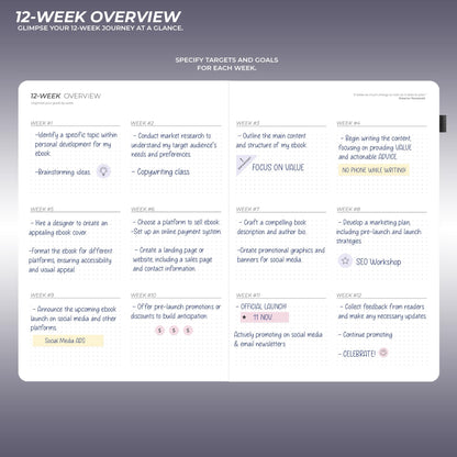 12 Week Focus Planner – High Performance Productivity Planner & Goal Planner | Undated Weekly and Daily Planning System with Habit Tracker | 7x10 Hardcover Project Planner
