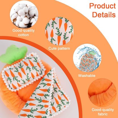 Mini Bed Sofa for 17cm/6.69in Doll, Cute Small Crib Bed Doll Quilt and Pillow Soft Furniture Bedroom Accessory Collectors Toy DIY Decoration Display Gifts(Orange Carrot)