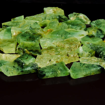 Natural Prehnite Raw Slice Gemstone- Healing Crystals for DIY Jewelry Making -Loose Natural Cabochon -Perfect for Crafting Unique Jewelry Designs (5 pcs, 25-35 mm)