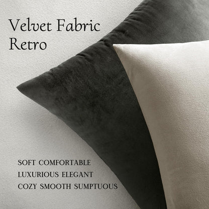 MIULEE Velvet Throw Pillow Covers 18x18 inch, Pack of 2 - Cream White, Soft Solid Decorative Pillow Covers Cushion Cases Modern Luxury Home Decor for Spring Couch Sofa Bedroom Livingroom,Car