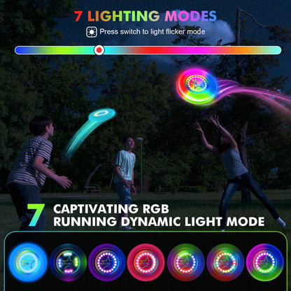 Umnodobn Light Up Flying Disc Toy Kids, Adults, Teens – 7 Glow in the Dark Modes, 22 Bright LEDs, Rechargeable, Outdoor Flying Sport Disc for Night Games, Family Fun, Beach, Park, Camping