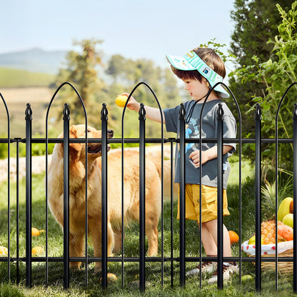 Thealyn Garden Fence 24" H x 24" W (5 Panels, Total 10 ft), Metal Fence Decorative Border Fence, Rustproof Landscape Fencing for Dog, Flower Bed, Yard, Patio, Animal Barrier