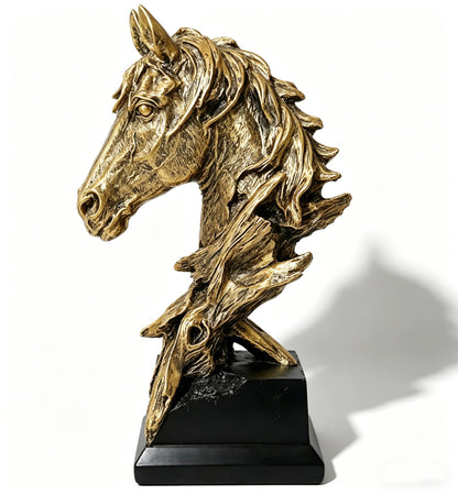 Retro Animal Gold Horses Standing 11.42“ Resin Home Statue for Living Room Decor Animal Ornament Sculpture Art Figurine Decorative - Bronze