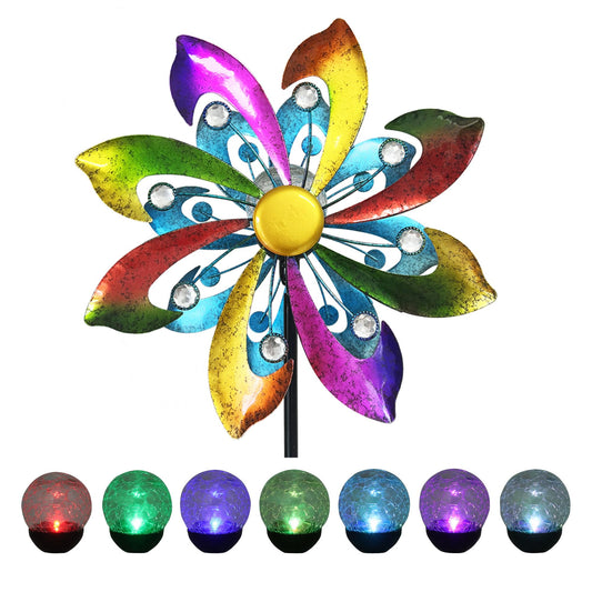 69" Metal Wind Spinners Outdoor with Plant Rack,3 Legs Colorful Windmill for Yard, Kinetic Yard Art, Waterproof Large Wind Sculptures for Garden Backyard Outdoor Decor Lawn Ornaments for Outside