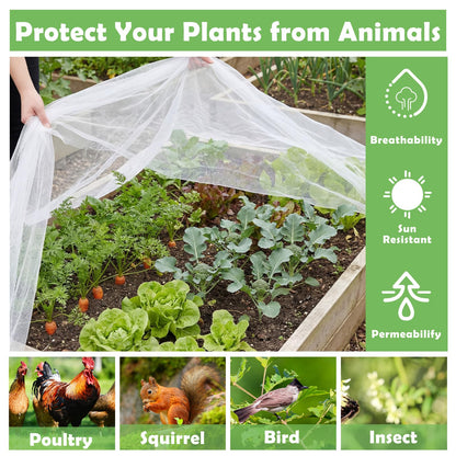 Yoojahow Garden Insect Netting for Raised Beds Extra Large Fruits Tree Netting Pest Barrier White Ultra Fine Mesh Row Bed Covers Net for Vegetable Fruit Protection from Insect Bird Animals(15X 33 ft)