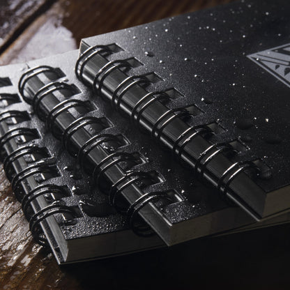 Rite in the Rain Weatherproof Top Spiral Notebook, 3" x 5", Black Cover, Universal Pattern, 3 Pack (No. 735-3X)