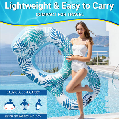 Pool Floats for Adults,Inflatable Chair Lounger Floaties with Drink Holder,Travel Pool Beach Lake Swim Inflatables Water Floating Rafts