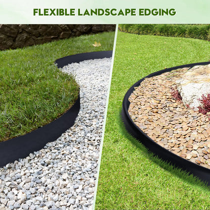 No Dig Landscape Edging 33FT, 4 Inch Plastic Edging for Landscaping with 100 Spikes, for Garden, Lawn, Flower Beds and Yard, Black