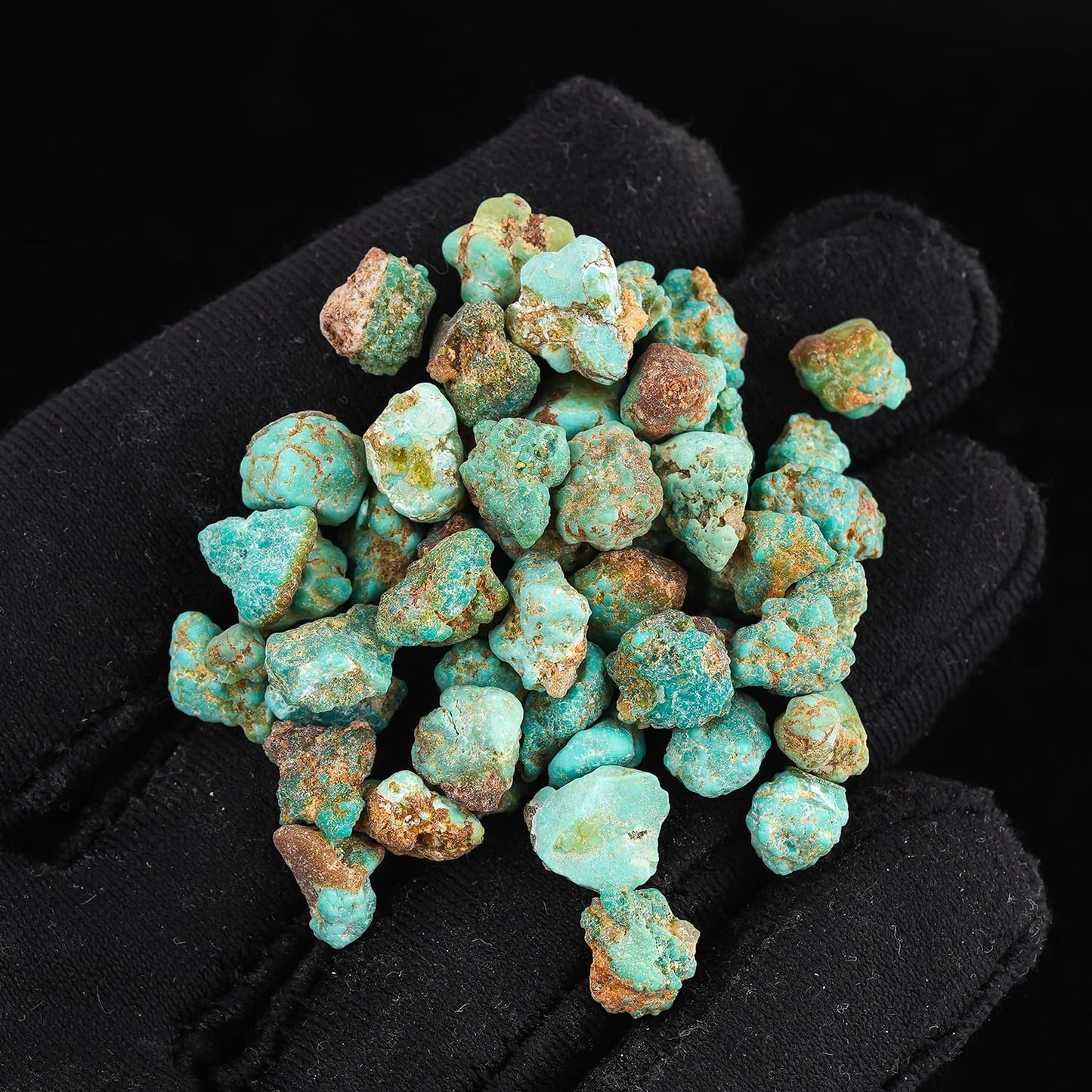 CRYSTALIS Wholesale Bulk 50pcs Arizona Copper Turquoise Natural Raw Crystals, Loose Gemstone Rough Jewelry Making Supply, Chakra Healing Stones, DIY, Gem Collection (70+ carats) (4-8mm)