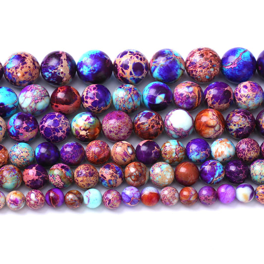 60PCS 6mm Natural Galaxy Sea Sediment Jasper Beads Gemstone Round Loose Spacer Stone Beads for Jewelry Making DIY Bracelet Necklace 15 Inch