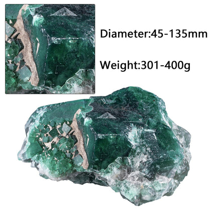 Sportmusies Natural Green Fluorite Crystal Cluster Mineral Specimen Decoration for Home Office, Raw Stone for Healing Meditation Yoga, 1.77-5.31 inches