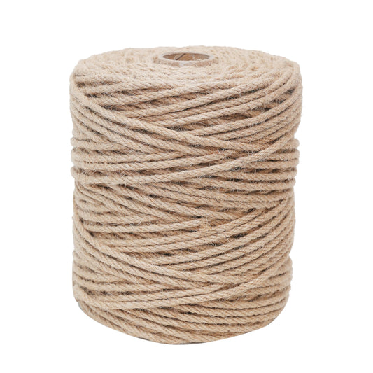 Natural Jute Twine 656ft 6mm,4Ply Twisted Thick Twine Rope Strong Jute String Roll for Crafts Gift Wrapping Gardening Home Decor Bundling Cat Scratching Post