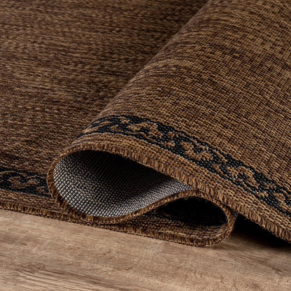 Washable Outdoor Rug 6x9 Modern Area Rugs Outdoor Carpets Bordered Pattern Non Shedding Waterproof Easy Clean Patio Deck Porch Living Room Bedroom Garden RV (6 X 9 Gold)