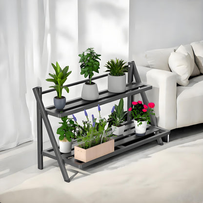 DHYGOTFUR Deluxe 2-Tier Aluminum Plant Stand Indoor/Outdoor, Weather-Resistant Flower Pot Rack, Stylish & Lightweight Plant Stands for Garden, Balcony & Living Room