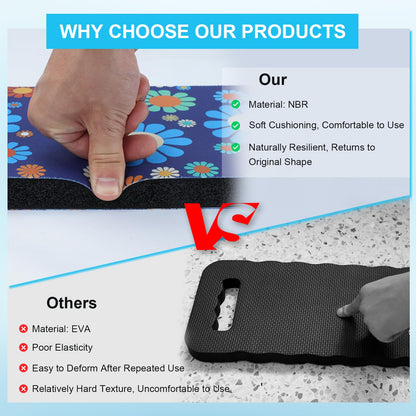 MELOTOUGH Garden Kneeling Pad, 1" Thick Soft NBR Foam Kneeling Pads for Gardening, Cleaning, Work - Lightweight & Comfortable, 15.75"x7.2" (Blue Flower)
