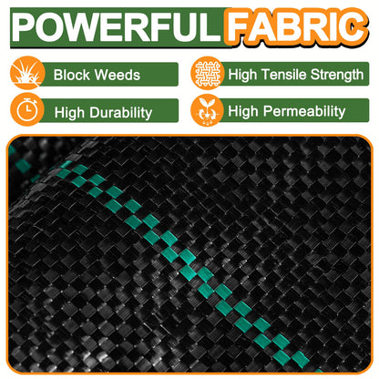 Winisok Garden Weed Barrier Landscape Fabric 4FT x 100FT, Premium Weed Control Garden Cloth, Durable Woven Geotextile Fabric, Mulch Breathable Ground Cover Landscaping Weed Blocker(4ft x 50ft x 2Pack)