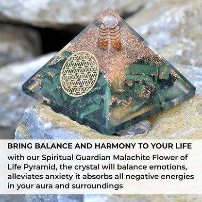 Orgonite Crystal Malachite Pyramid – Positive Energy Crystals Promote Chakra Healing to Enhance Spiritual Growth and Visionary Powers