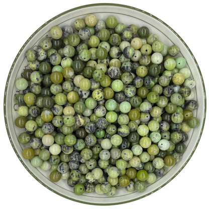 WHNKFB 8mm 50PCS Natural Green Opal Round Beads, Translucent Loose Gemstone Beads for Jewelry Making Craft - 4mm 6mm 8mm 10mm Options with Free Elastic Cord