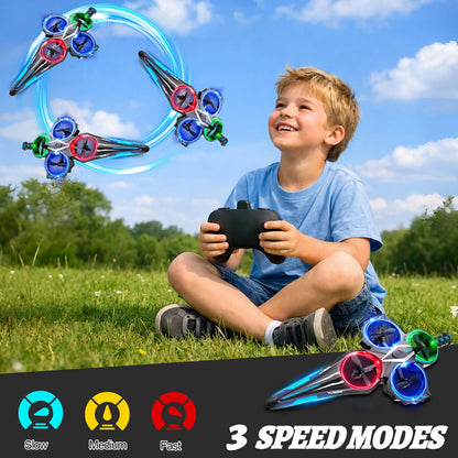 ENJOYFLY Gesture Control Flying Sword RC Plane Toy for Kids 8-12, Hand Controlled and Remote Control Airplane with LED Lights, 360 Flips, 3 Speeds, Easy Takeoff and Landing, 2 Batteries, Blue
