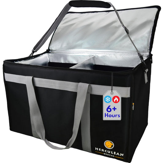 Herculean Premium Insulated Food Delivery Bag with YKK Zipper – Large Commercial Catering Bag for Food Transport – Hot and Cold Thermal Food Bag – Ultra Durable Hot Food Carriers for Takeaway Delivery