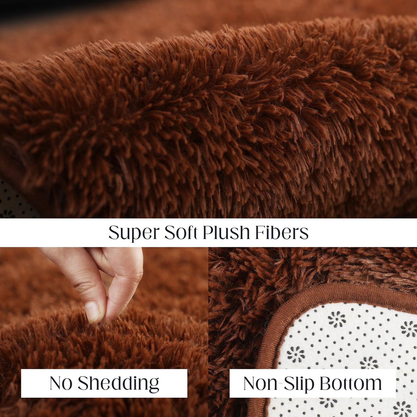 Puremy Luxury 3x5 Area Rug, Ultra Soft Rugs for Living Room, Plush Carpet Rugs for Bedroom, Non-Slip Indoor Rug for Nursery, Study Room, Playroom, Home Decor, Brown