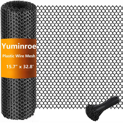 Yuminroe Plastic Chicken Wire Mesh Fencing, 15.7IN x 32.8FT Rigid Plastic Wire Mesh Fence Roll, Garden Balcony Fencing Barrier Netting for Farms, Poultry, Yards, Dog, Cat (0.4m x 10m)