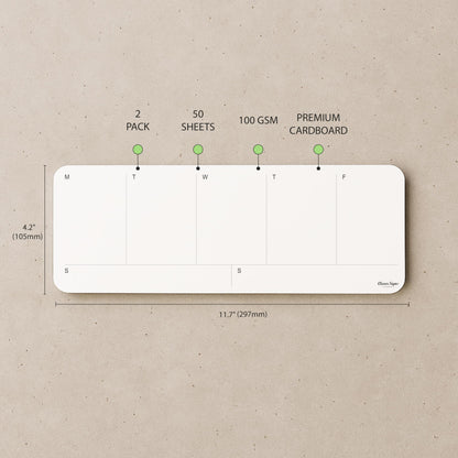 Weekly Planner Pad, Weekly To Do List Notepad, Tear Off Undated Weekly Planner Notepad, 2 Pack, 50 Sheet Each, 4,2" X 11,7", Premium Thick Paper with Cardboard Back Support, Weekly Desk Planner by CLEVER SIGNS