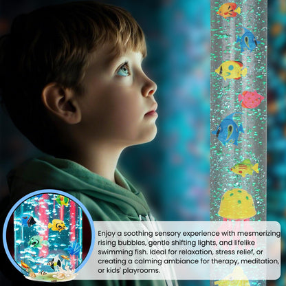 4FT Sensory LED Bubble Tube Lamp with Color-Changing Lights – Soothing Water Bubble Effects for Kids with Autism & ADHD, Stress Relief for Adults, (One Set, Not Five Sets)