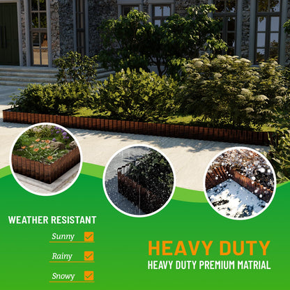 SnugNiture Corrugated Metal Garden Edging 4" x 50'-2 Pack, Sturdy Lawn Landscape Edging Border, Fence for Garden, Flower Bed and Yard (Brown)