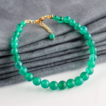 Natural Green Onyx Gemstone Plain Rounds With Ball Bracelet for Women, Crystal Gems Healing Bracelets, Chakra Stone Bead Bracelets, Stone Weight Approx 33 to 35 Carats Stone Size Approx 2 to 2.5mm