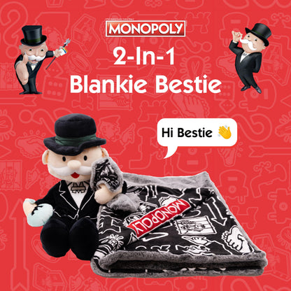 Monopoly Baby Security Blanket 2-in-1 Stuffed Animal & Blanket - Soft Plush Baby Lovey for Boy & Girl - Sensory Plush Toy Blanket for Newborns & Toddlers
