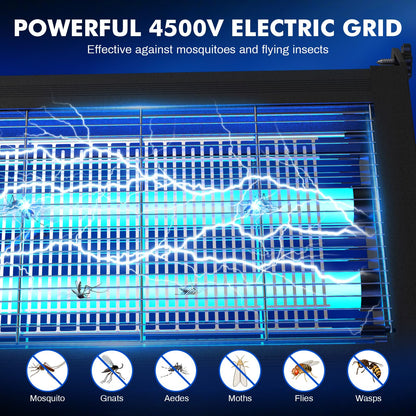 Solar Bug Zapper Outdoor, Jinyeda 2 in 1 Water Wave Projector & Mosquito Zapper, 4500V Powerful Electric Mosquito Killer, 4000mAh Battery, Cordless Fly Insect Zapper Waterproof for Patio Garden